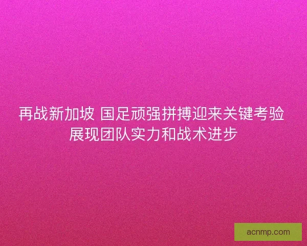 再战新加坡 国足顽强拼搏迎来关键考验 展现团队实力和战术进步